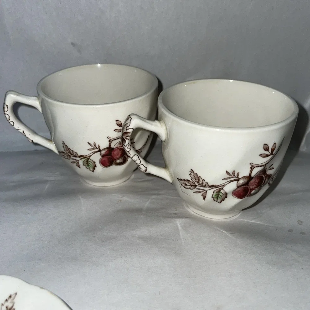 2 DemiTasse Cups & Saucers By Johnson Bros England Harvest Time Very Rare